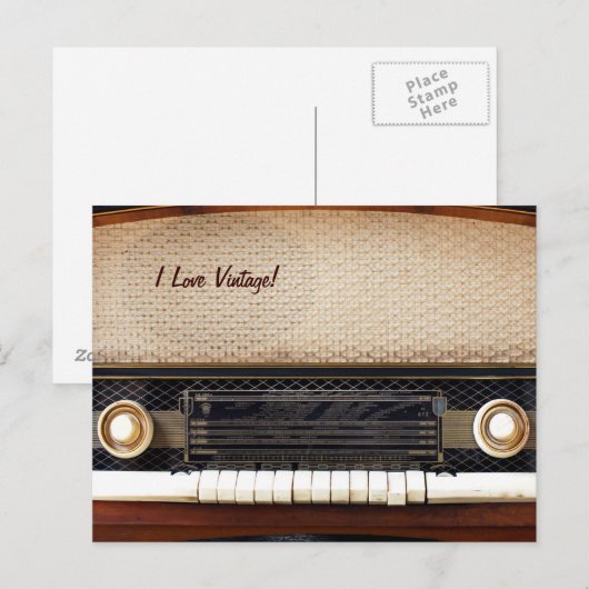 古いラジオ ポストカード (正面/裏面)
