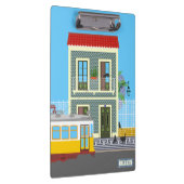 古いリスボンの家に猫と黄色のトラム クリップボード (右)