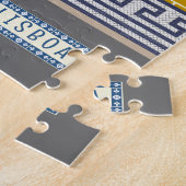 古いリスボンの家に猫と黄色のトラム ジグソーパズル (側面)