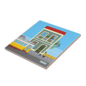 古いリスボンの家に猫と黄色のトラム タイル (側面)