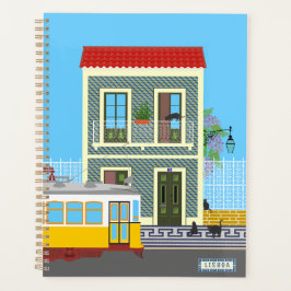 古いリスボンの家に猫と黄色のトラム プランナー手帳