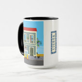 古いリスボンの家に猫と黄色のトラム マグカップ (正面左)