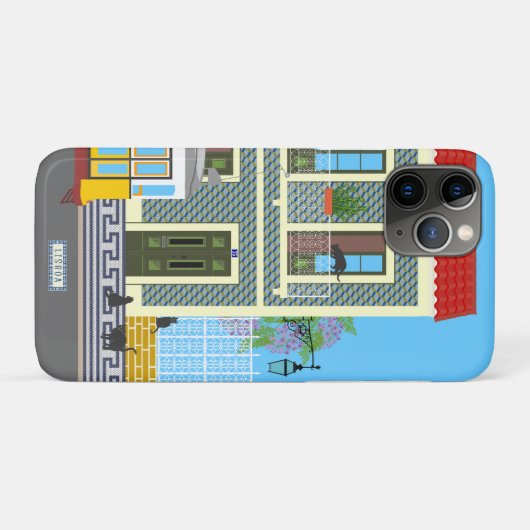 古いリスボンの家に猫と黄色のトラム Case-Mate iPhoneケース (裏面(横))