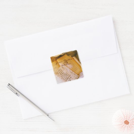 古いレシピスクエア スクエアシール (封筒)