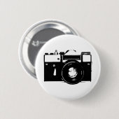 古いレトロの白黒SLRのカメラ 缶バッジ (正面&裏面)