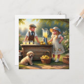 古いレモファッションドネードスタンドは良い夏を過ごす カード (正面/裏面インサイチュ)