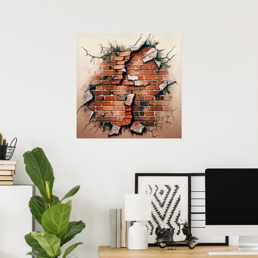 古いレンガの壁 ポスター (ホームオフィス)