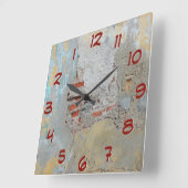 古いレンガの壁 – 時間を逆時計に戻す スクエア壁時計 (傾斜)