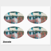 古いレンガの建物付き楕円形の光沢シール 楕円形シール (シート)