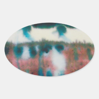 古いレンガの建物付き楕円形の光沢シール 楕円形シール