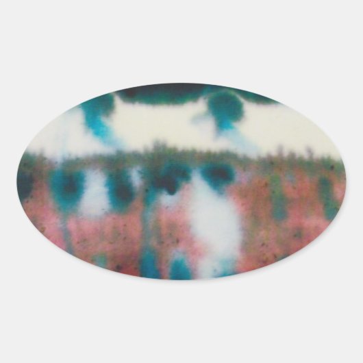 古いレンガの建物付き楕円形の光沢シール 楕円形シール (正面)