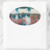 古いレンガの建物付き楕円形の光沢シール 楕円形シール (バッグ)