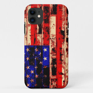 古いレンガ壁の米国国旗 iPhone 11 ケース