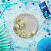 古いレースに白い花 ペーパープレート (パーティー)