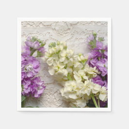 古いレースのフレッシュライラック スタンダードカクテルナプキン