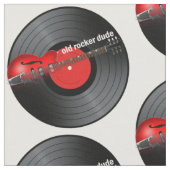 古いロッカーの男のギターおよび記録パターン ファブリック (クローズアップ)