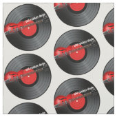 古いロッカーの男のギターおよび記録パターン ファブリック (見本)