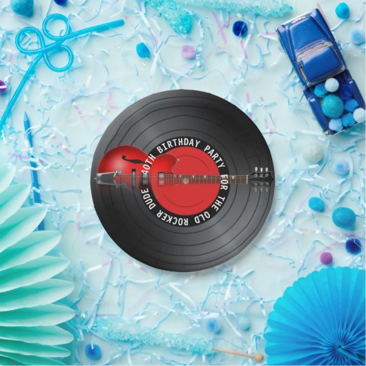 古いロッカーの男のギターの記録第40誕生会 ペーパープレート (パーティー)