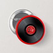 古いロッカーの男のレコードボタン 缶バッジ (正面&裏面)