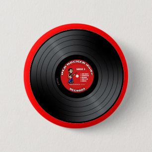 古いロッカーの男のレコードボタン 缶バッジ