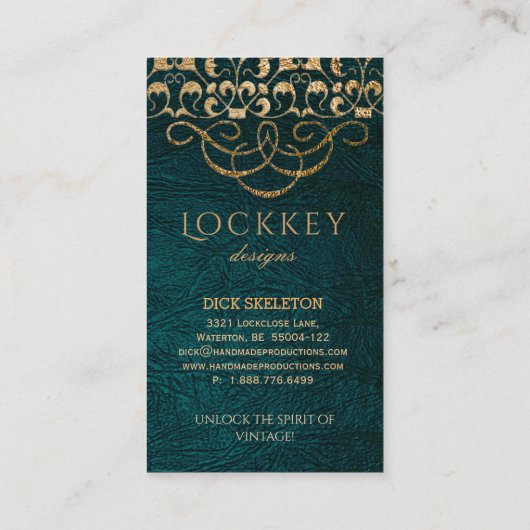 古いロックのヴィンテージのSteampunkのゴシック様式本の金ゴールド 名刺 (裏面)