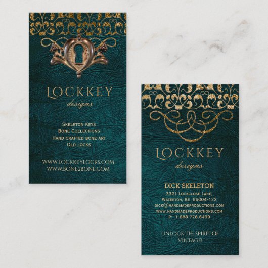 古いロックのヴィンテージのSteampunkのゴシック様式本の金ゴールド 名刺 (正面/裏面)