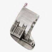 古いロンドン、黒と白。 スモールクリスマスストッキング (正面 (吊り時))