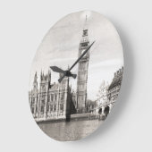 古いロンドン、黒と白。 ラージ壁時計 (傾斜)
