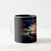 古いロールボートおよび小さいエンジンによって押しかけて下さい ツートーンマグカップ (正面左)