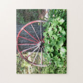 古いワゴンホイールトリリアムフラワーガーデン ジグソーパズル (縦)