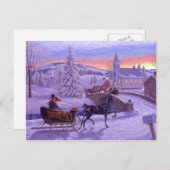 古いヴィンテファッションドージクリスマス シーズンポストカード (正面/裏面)