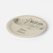 古いヴィンテージのおとぎ話の城の結婚式 ペーパープレート (アングル)