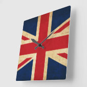 古いヴィンテージのグランジなイギリス旗の英国国旗 スクエア壁時計 (傾斜)