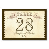 古いヴィンテージのスタイルのテーブル数カード座席表 テーブルナンバー (裏面)