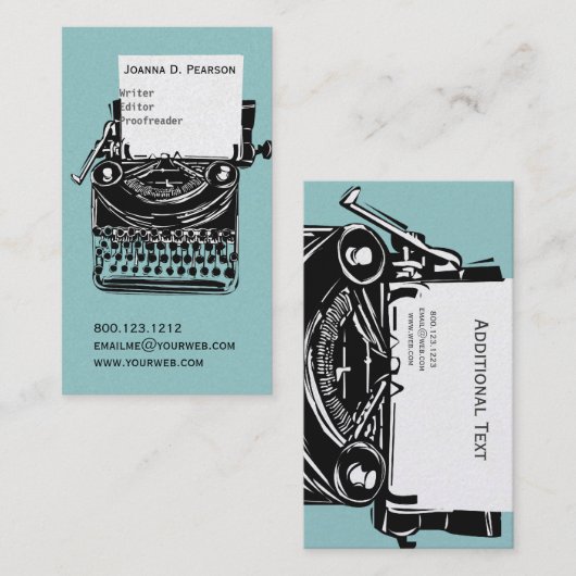 古いヴィンテージのタイプライターの作家の編集者の出版 名刺 (正面/裏面)