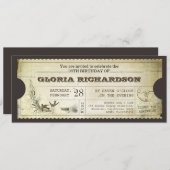 古いヴィンテージのチケットの誕生会 招待状 (正面/裏面)