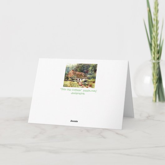 古いヴィンテージのビクトリアンなコテージの森の水彩画 カード (裏面)