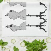 古いヴィンテージのマネキン、ファッションのイラストレーション キッチンタオル (折り畳み)