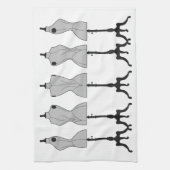 古いヴィンテージのマネキン、ファッションのイラストレーション キッチンタオル (縦)