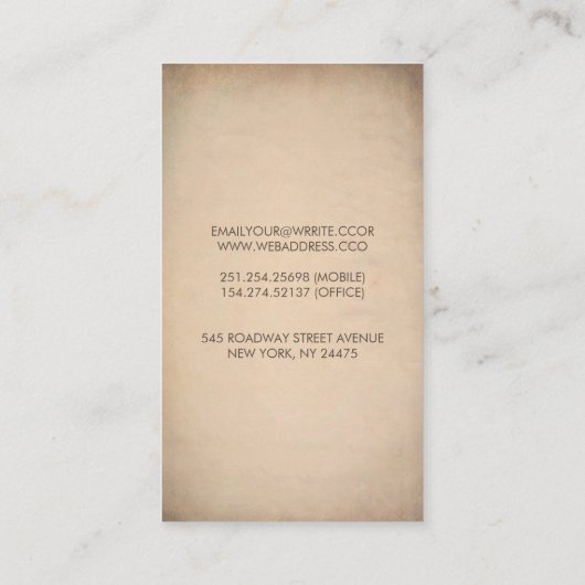 古いヴィンテージの世界地図の旅行者の冒険 名刺 (裏面)