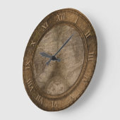 古いヴィンテージの地図のデザイン ラージ壁時計 (傾斜)