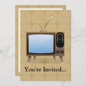 古いヴィンテージの床のテレビ 招待状 (正面/裏面)