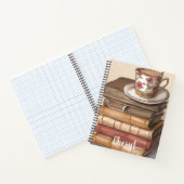 古いヴィンテージの本とコーヒーパーソナライズされた杯 ノートブック (内部)