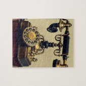 古いヴィンテージの真鍮の回転式電話電話 ジグソーパズル (横)