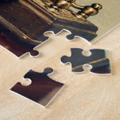 古いヴィンテージの真鍮の回転式電話電話 ジグソーパズル (側面)