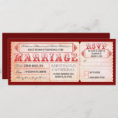 古いヴィンテージの結婚式招待状-チケット及びRSVP 招待状 (正面/裏面)