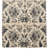 古いヴィンテージの葉のデザイン シャワーカーテン (正面)