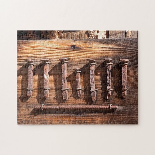 古いヴィンテージの錆ついたネイルのパズル ジグソーパズル (横)