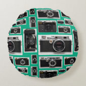 古いヴィンテージカメラ一括選択カラーR枕 ラウンドクッション (正面)