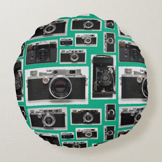 古いヴィンテージカメラ一括選択カラーR枕 ラウンドクッション (裏面)